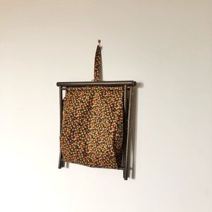 Vintage Floral & Wood Folding Knitting Bag